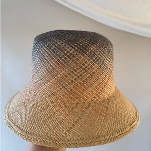 Stylish Woven Straw bucket Hat with Gradient Design